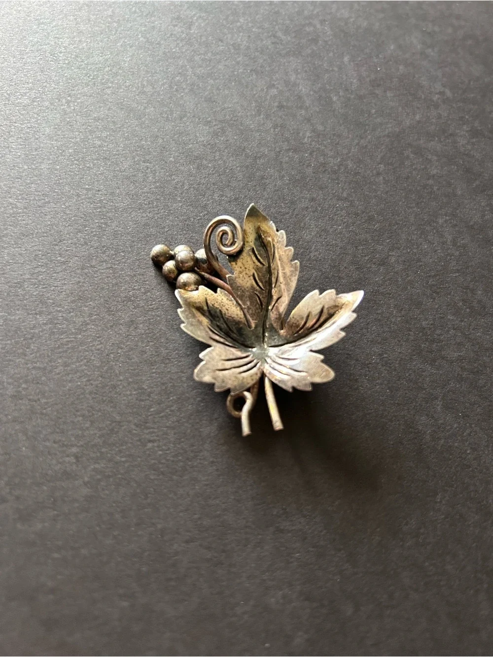 Taxco Mexico Sterling Silver Grape Leaf Brooch